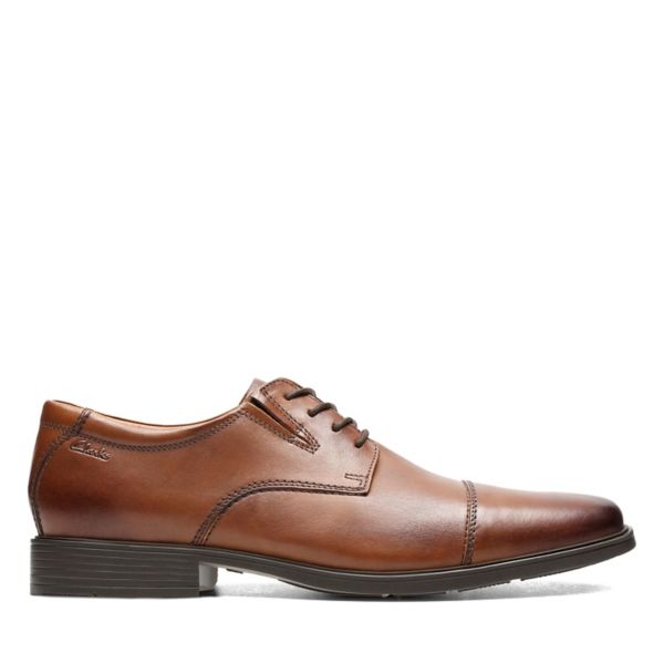 Clarks Mens Tilden Cap Wide Fit Shoes Dark Brown | CA-5140879